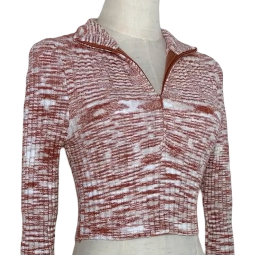 Urban Outfitters Ty Chenille Space Dye Half-Zip Crop Top Size S - Picture 6 of 17